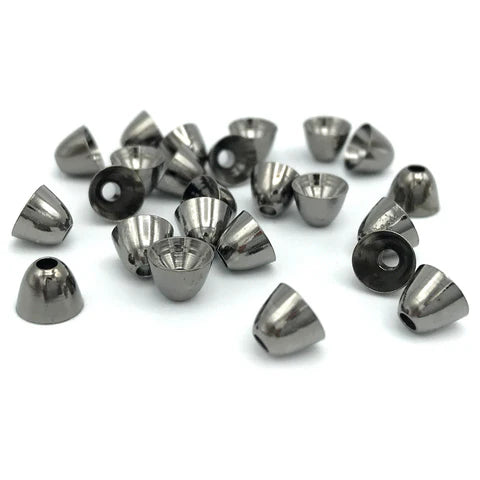 Hareline - Brass Cone Heads - Black Nickel - 24 Pack