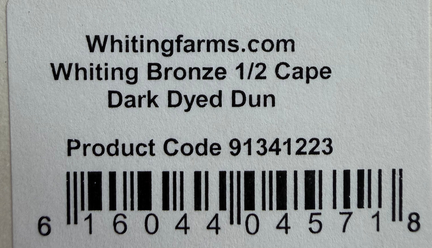 Whiting Farms Bronze Half Cape Dark Dyed Dun 409-SH-E-L