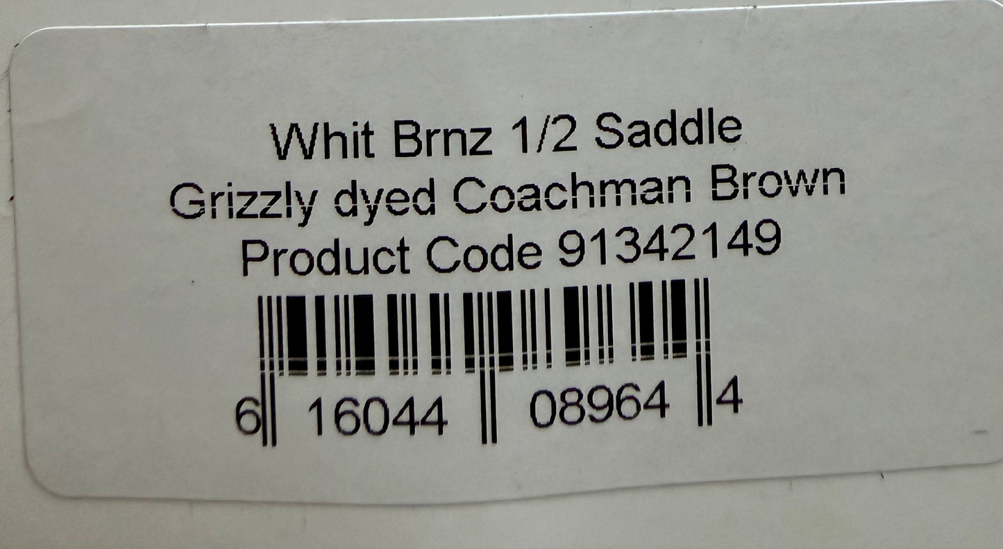Whiting Farms Bronze Half Saddle Grizzly Dyed Coachman Brown 300-SH-E-L