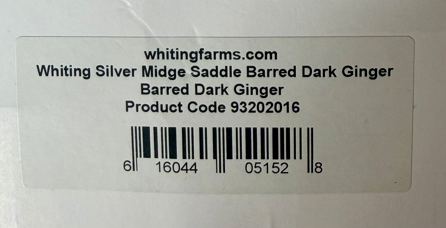 Whiting Silver-Grade Midge Rooster Saddle Barred Dark Ginger 198-SH-E-L