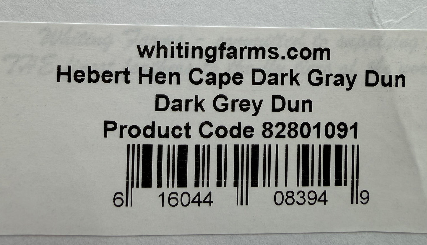 Whiting Hebert Miner Hen Cape Dark Grey Dun 362-SH-E-L