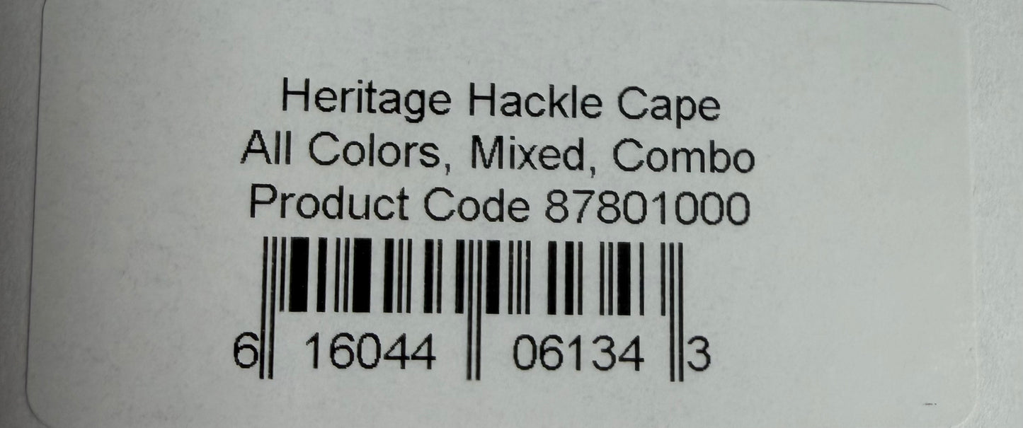 Whiting Heritage Hackle Whole Cape Mixed, Combo 659-SH-E-L
