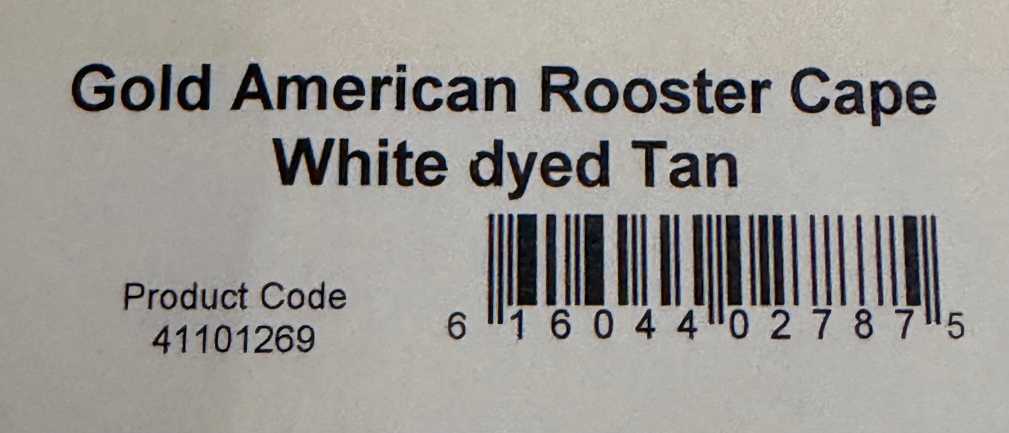 Whiting American Hackle Gold Grade Cape White Dyed Tan 278-SH-E-L