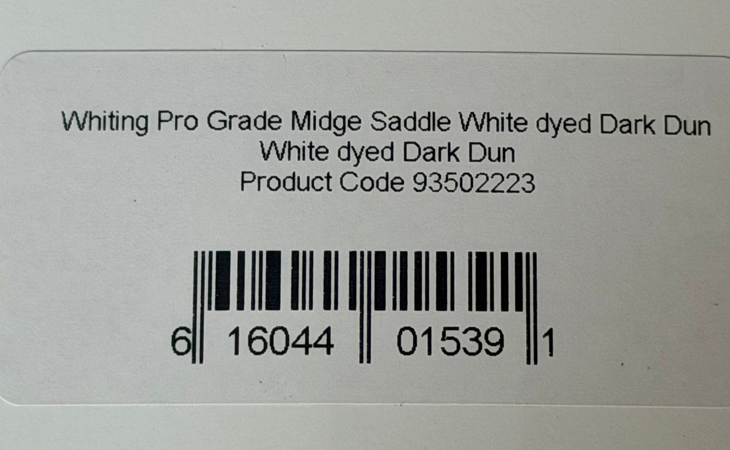 Whiting Pro-Grade Midge Rooster Saddle White dyed Dun 197-SH-E-L