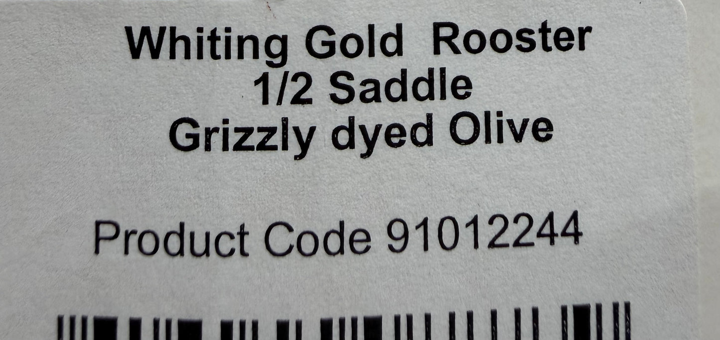 Whiting Farms Gold Grade Half Saddle Grizzly dyed Olive 359-SH-E-L