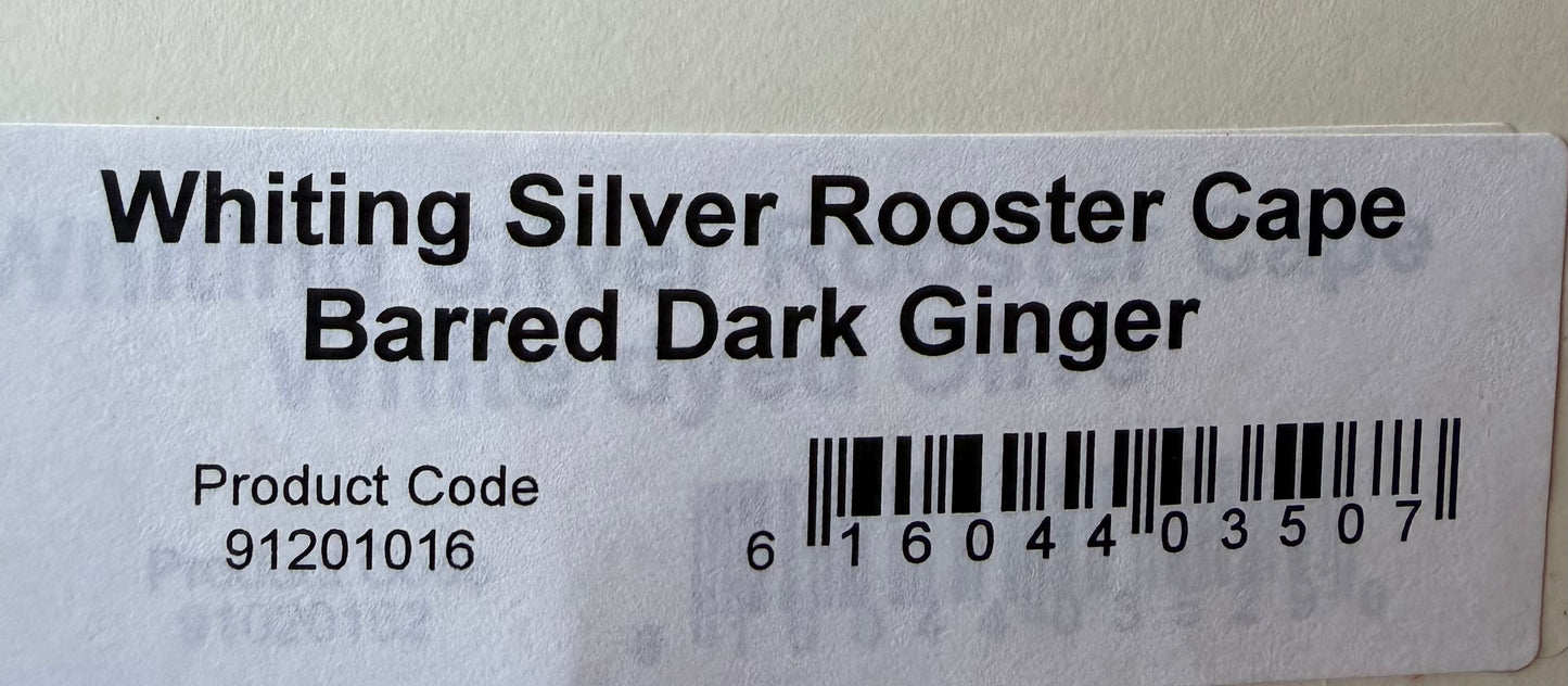 Whiting Farms Silver Rooster Cape Barred Dark Ginger 390-SH-E-L