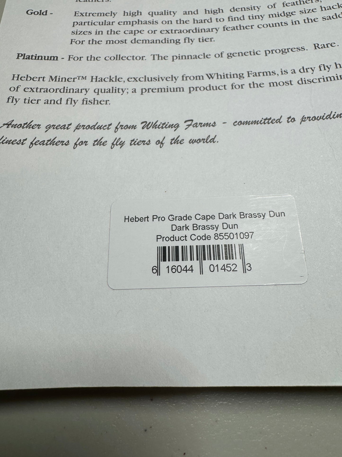 Whiting Farms Hebert Miner PRO Grade Cape: Dark Brassy Dun SH008