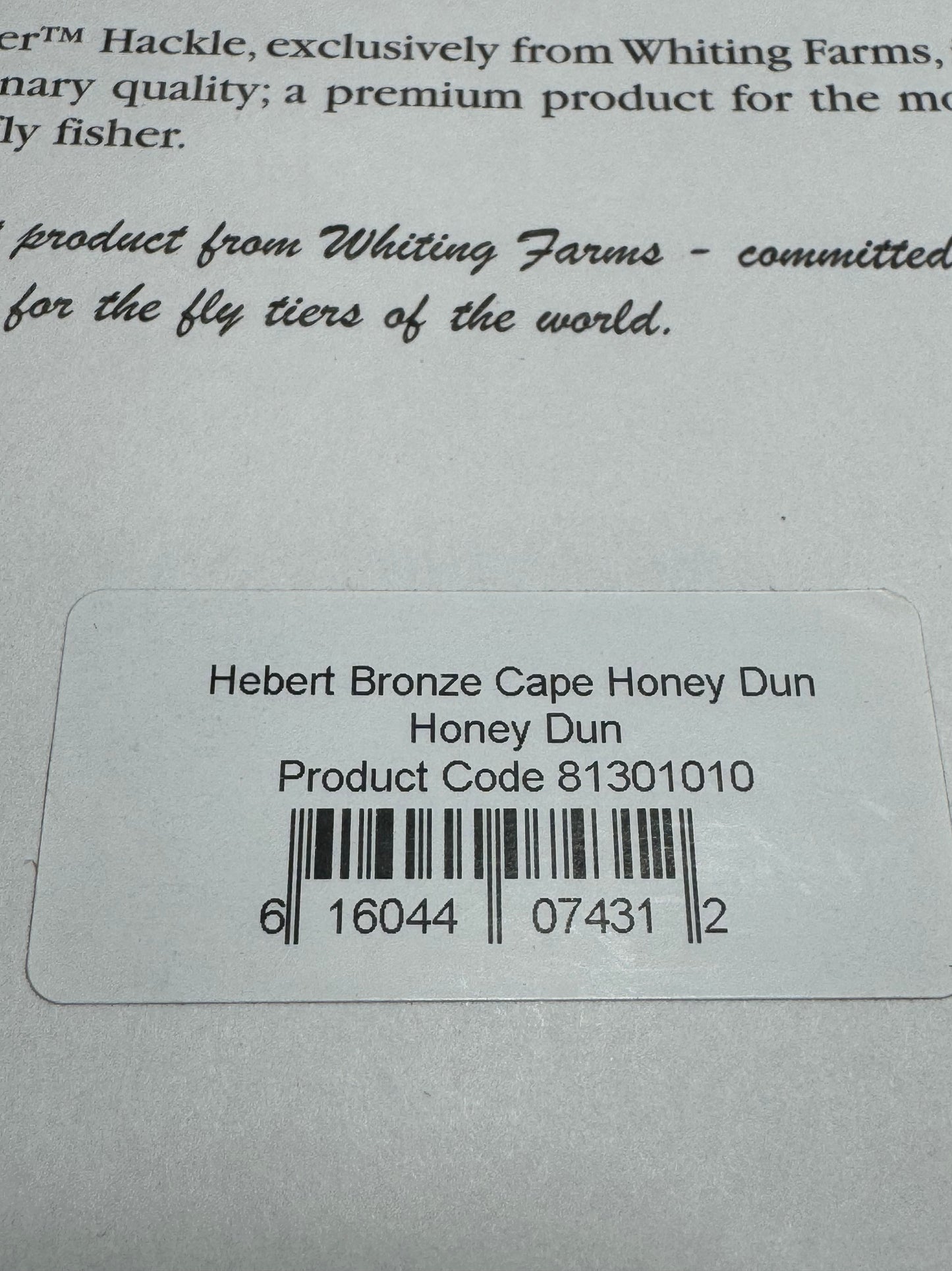 Whiting Farms Hebert Miner Bronze Cape: Honey Dun SH021