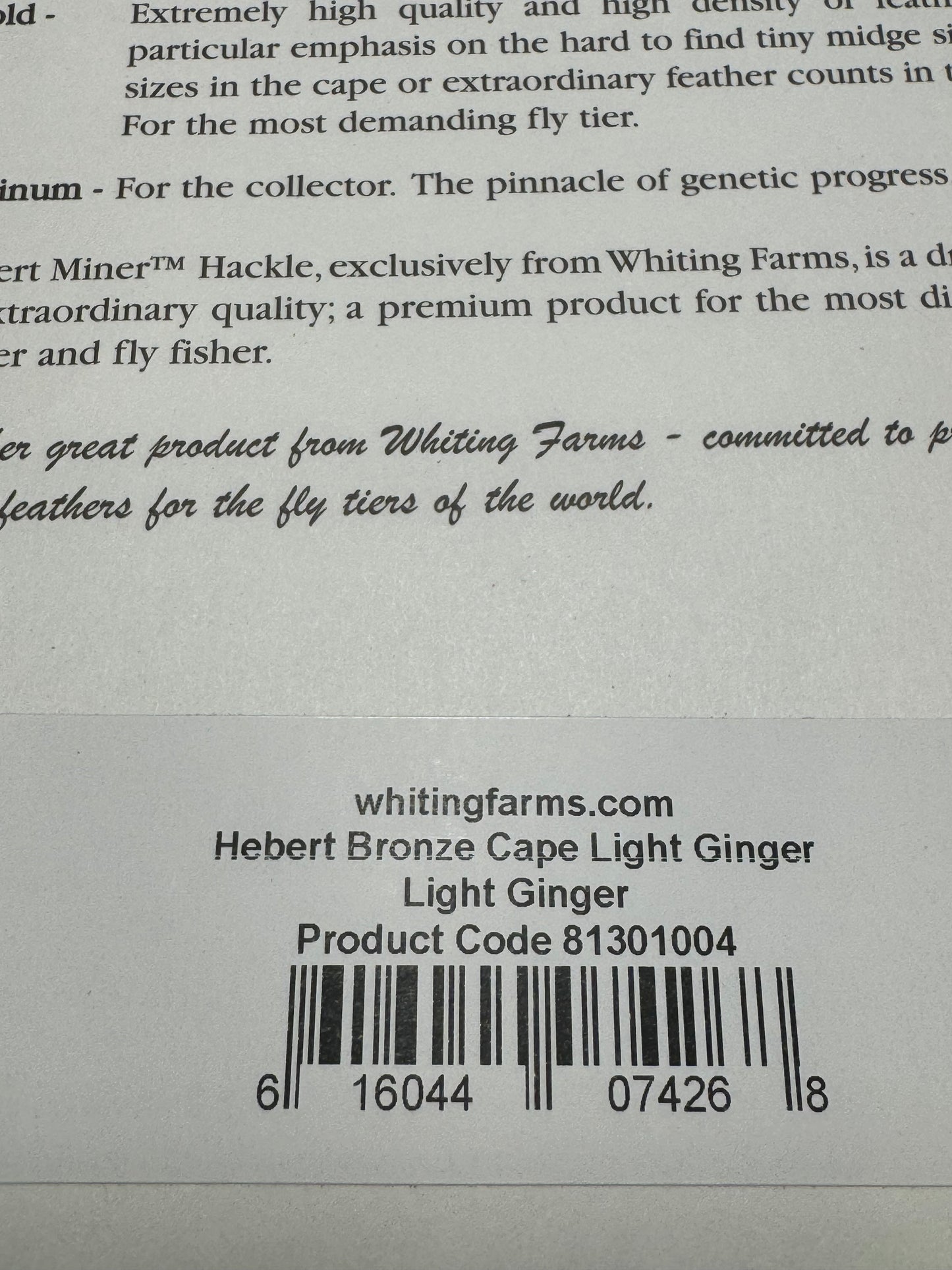 Whiting Farms Hebert Miner Bronze Cape: Light Ginger SH024