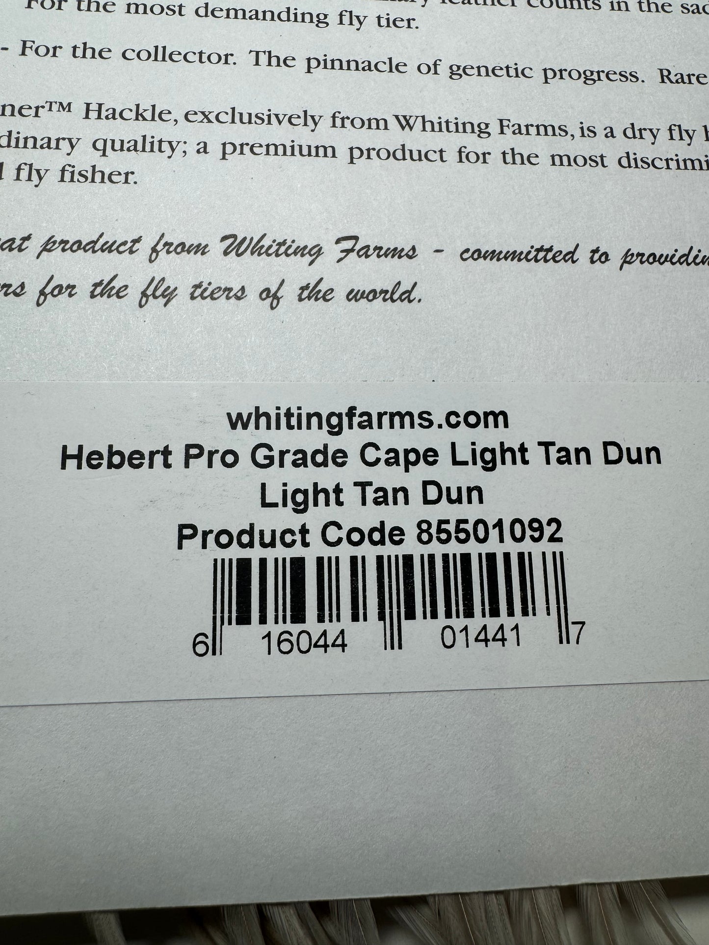 Whiting Farms Hebert Miner Pro Grade Cape: Light Tan Dun SH029