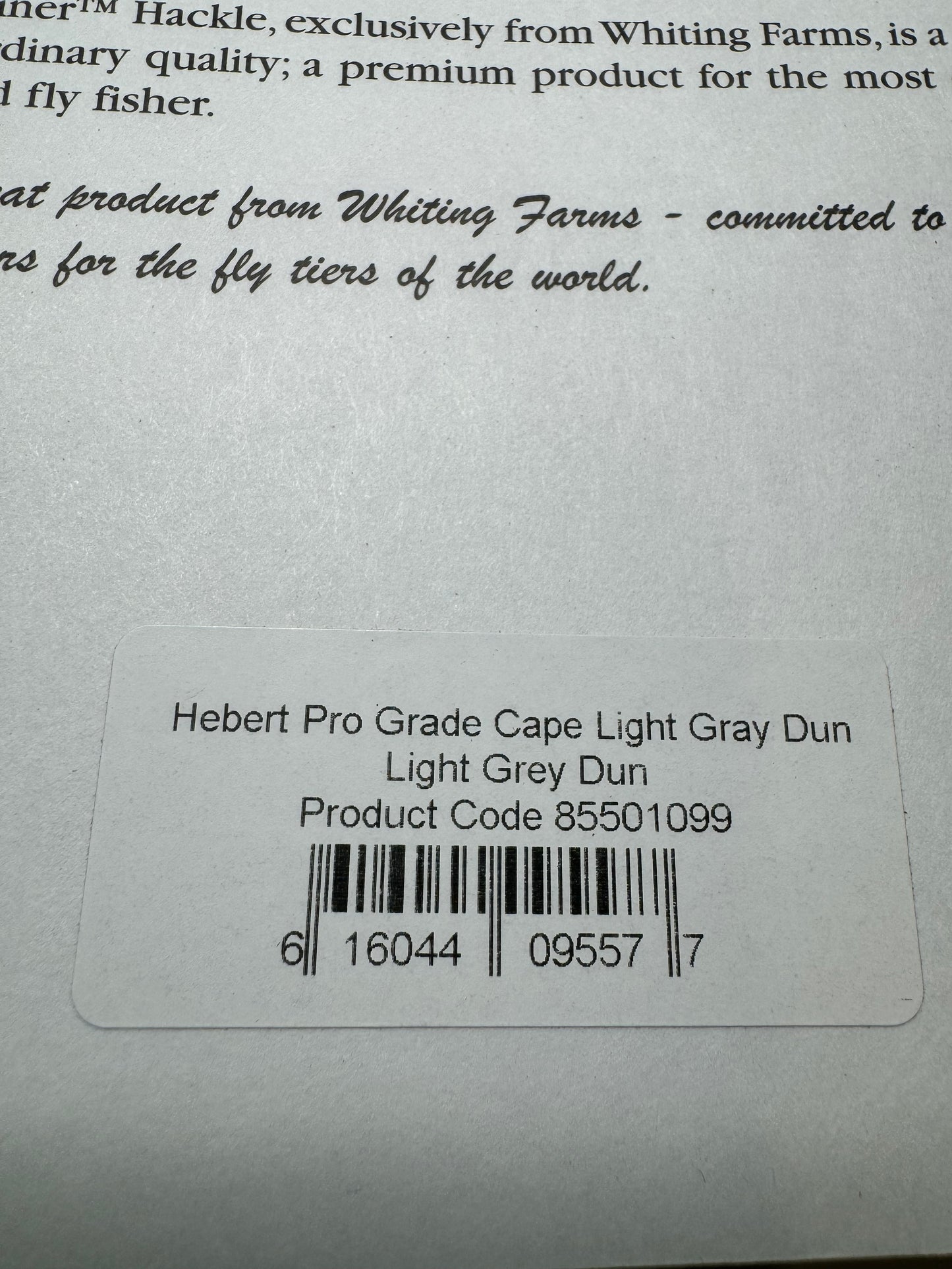 Whiting Farms Hebert Miner Pro Grade Cape: Light Grey Dun SH032