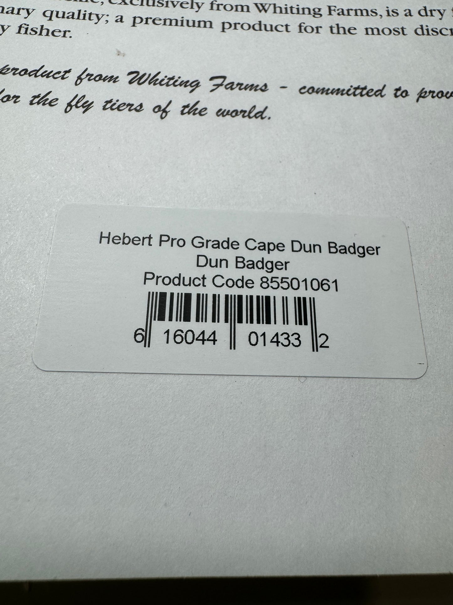 Whiting Farms Hebert Miner Pro Grade Cape: Dun Badger SH033