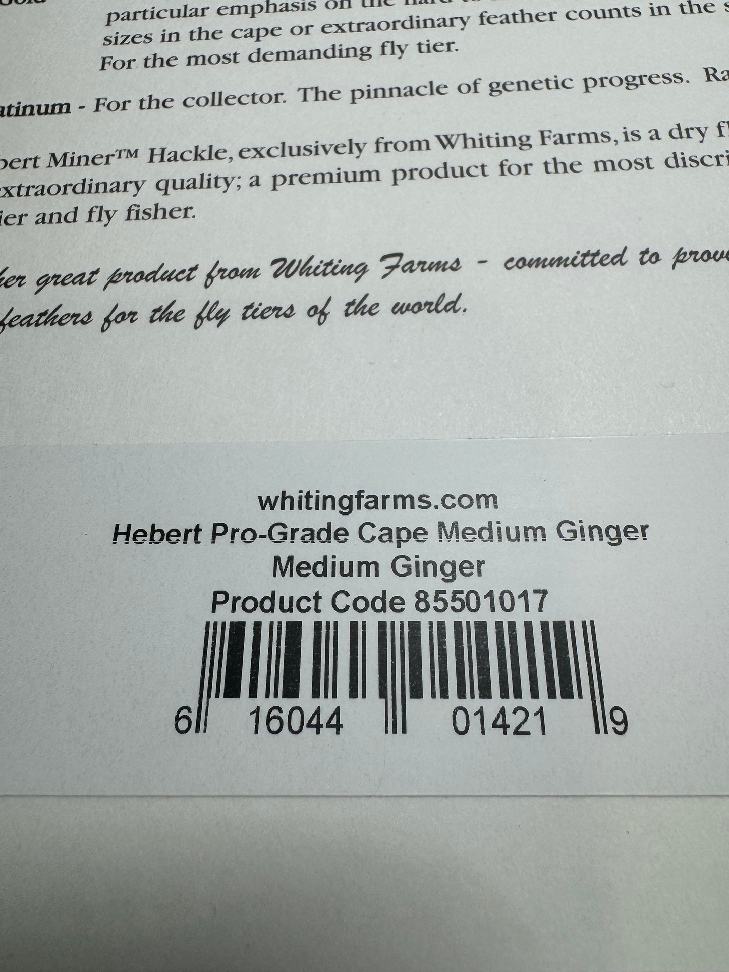 Whiting Farms Hebert Miner PRO Cape: Medium Ginger SH-E-050
