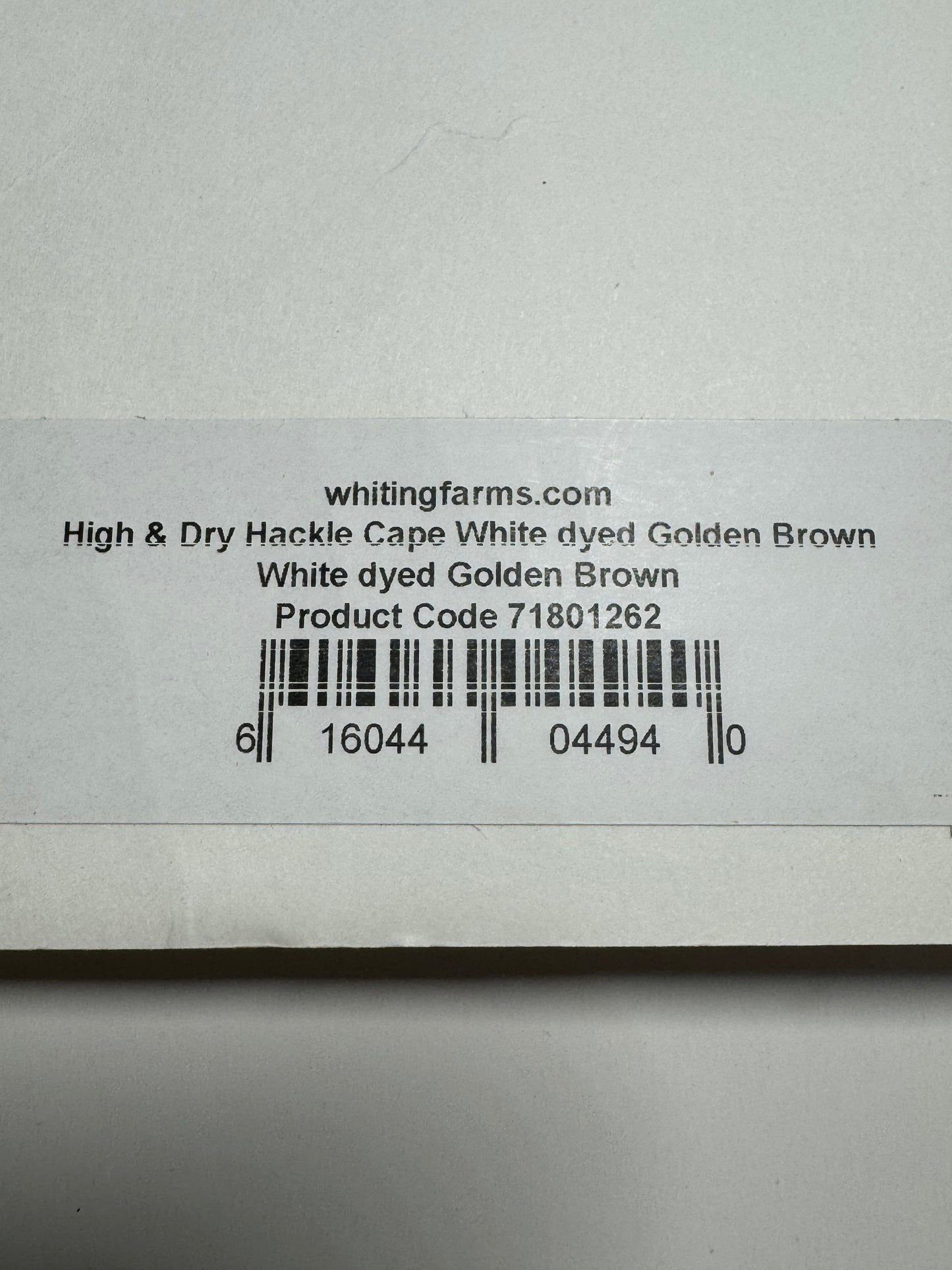 Whiting Farms High & Dry Hackle: White Dyed Golden Brown SH-E-087