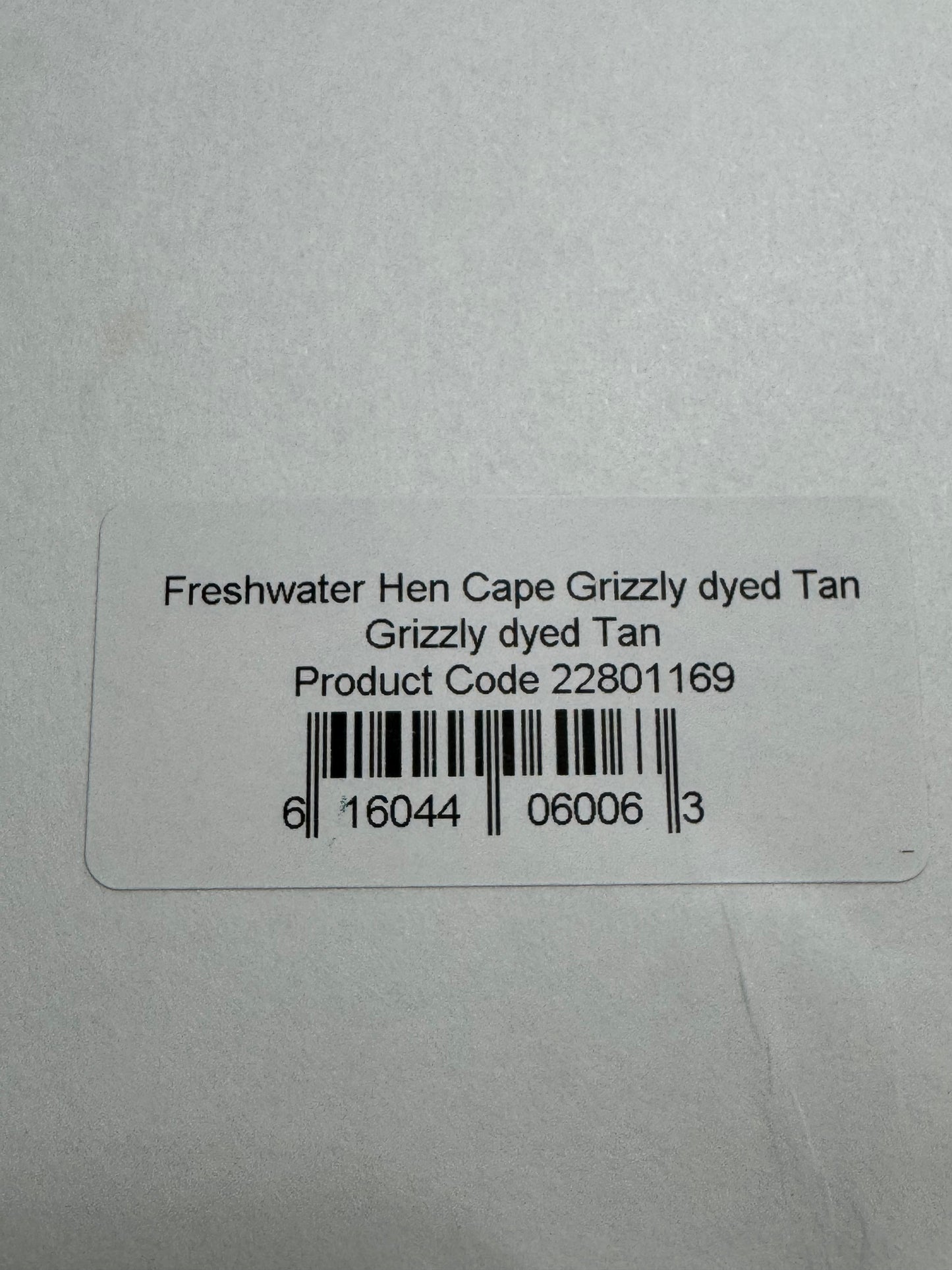 Whiting Farms Freshwater Streamer Hen Cape: Grizzly Dyed Tan SH-E-139