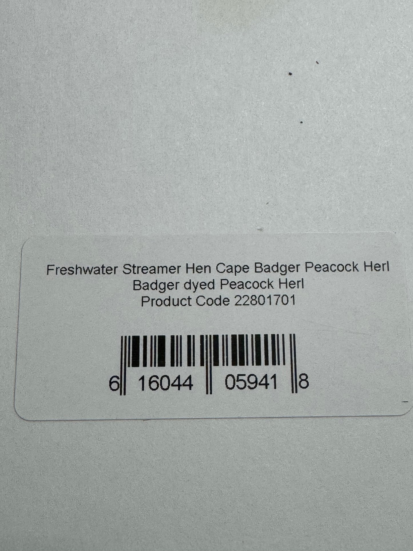 Whiting Farms Freshwater Streamer Hen Cape: Badger Dyed Peacock SH-E-140