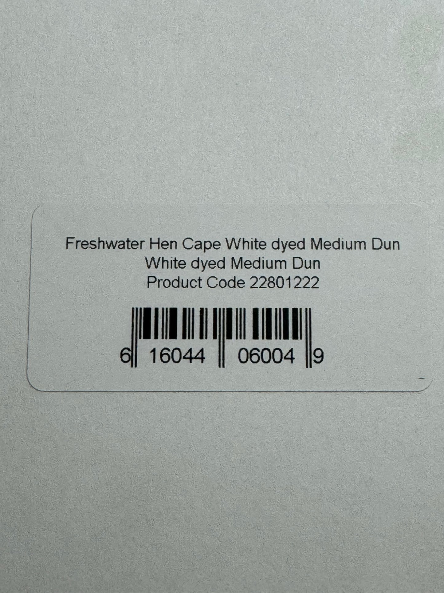 Whiting Farms Freshwater Streamer Hen Cape: White Dyed Dark Dun SH-E-141