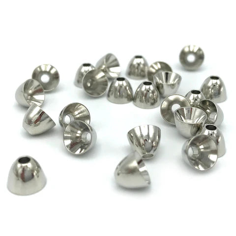 Hareline - Brass Cone Heads - Nickel - 24 Pack