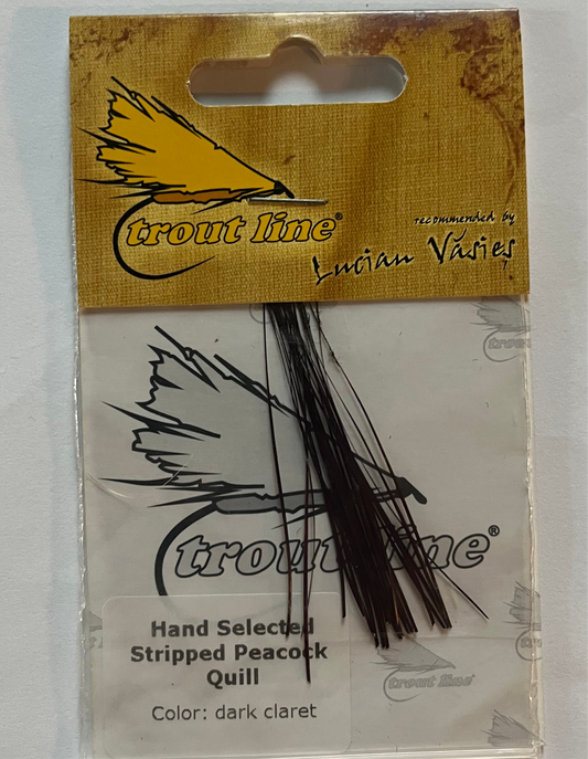 Troutline Hand Selected Stripped Peacock Quill: Dark Claret