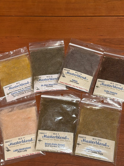 Jack Mickievicz's ORIGINAL PACKAGING of Masterblend:  Natural Fur Dubbing Blends W/ Antron