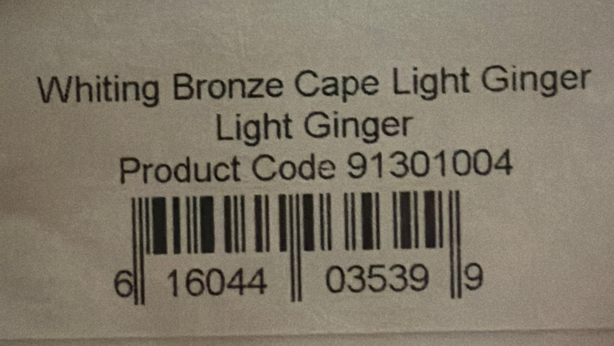 Whiting Farms Bronze Grade Fly Tying Cape: LIGHT GINGER 006