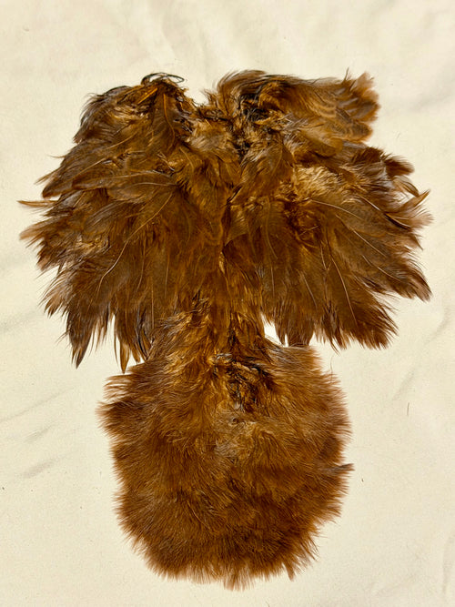 Whiting Farms Soft Hackle Brahma Hen Chickabou Pelt Mottled Gray dyed Natural Brown Speckled 219-SH-E-L