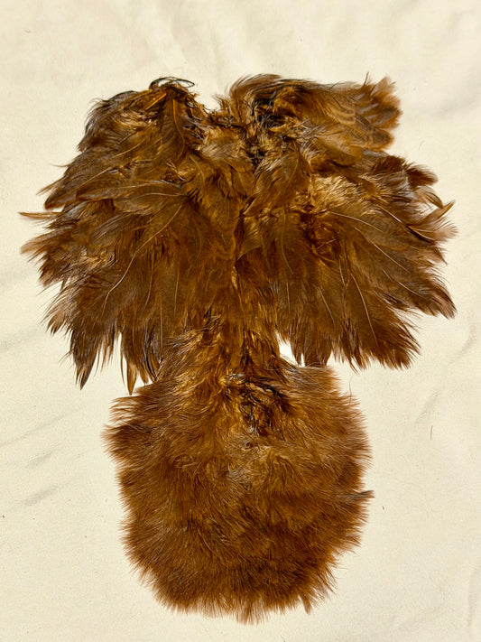 Whiting Farms Soft Hackle Brahma Hen Chickabou Pelt Mottled Gray dyed Natural Brown Speckled 219-SH-E-L