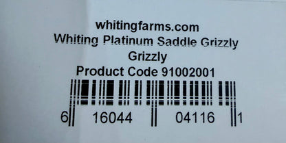 Whiting Farms Hackle PLATINUM Rooster Saddle Grizzly 792-SH-E-L