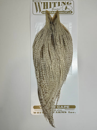 Whiting Farms Heritage Hackle Rooster Cape: Dun Grizzly- Grade 1 SH-E-077