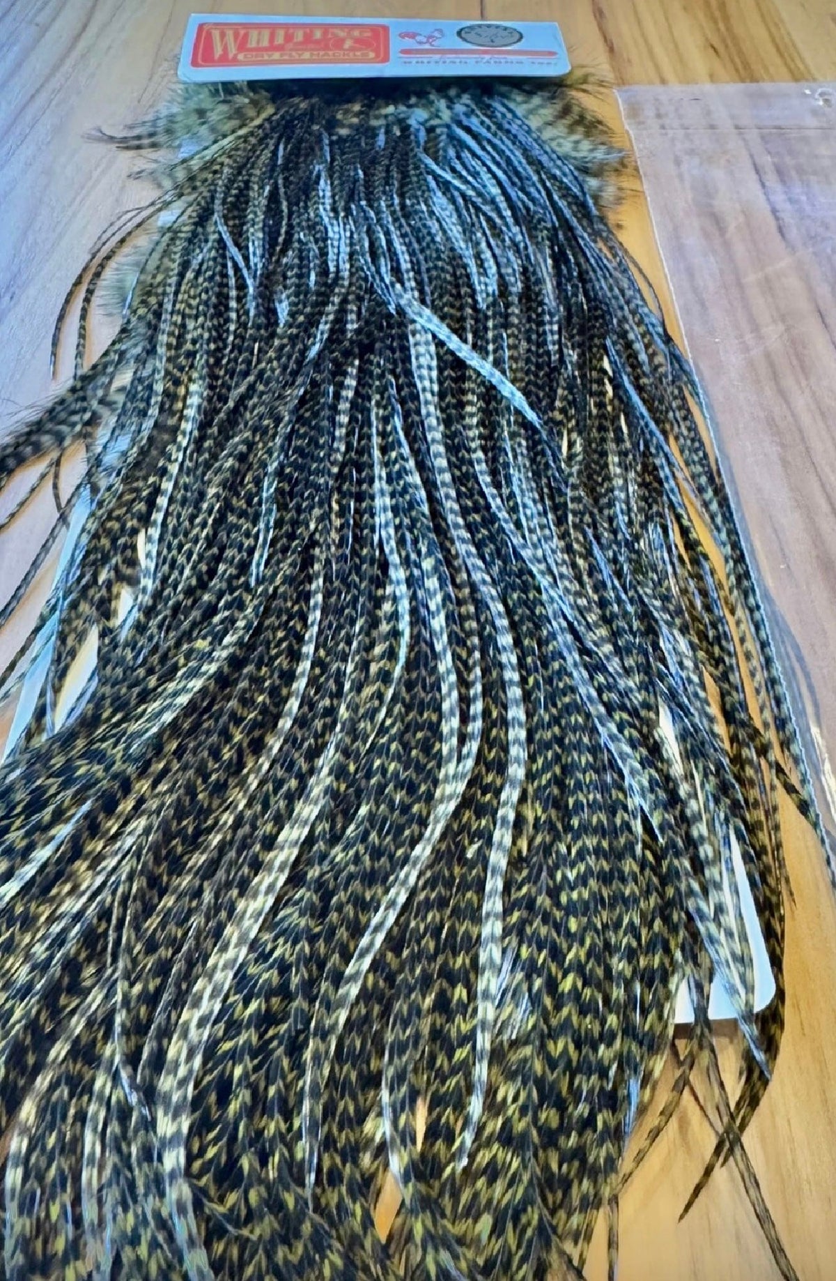 Whiting Farms SILVER Saddle Hackle: GRIZZLY DYED DARK OLIVE 088