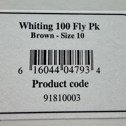 Whiting Dry Fly Hackle 100’s Size 10 Brown 491-SH-E-L