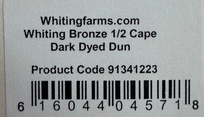 Whiting Farms Bronze Half Cape Dark Dyed Dun 409-SH-E-L