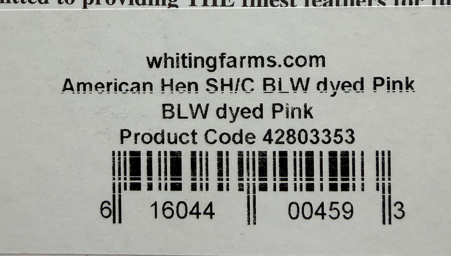 Whiting Hen Soft Hackle/Chickabou Black Laced White Dyed Pink 368-SH-E-L
