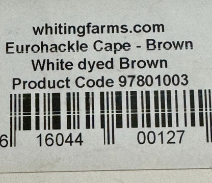 Whiting Eurohackle Cape: White Dyed Brown- Rare Find  SH-E-201