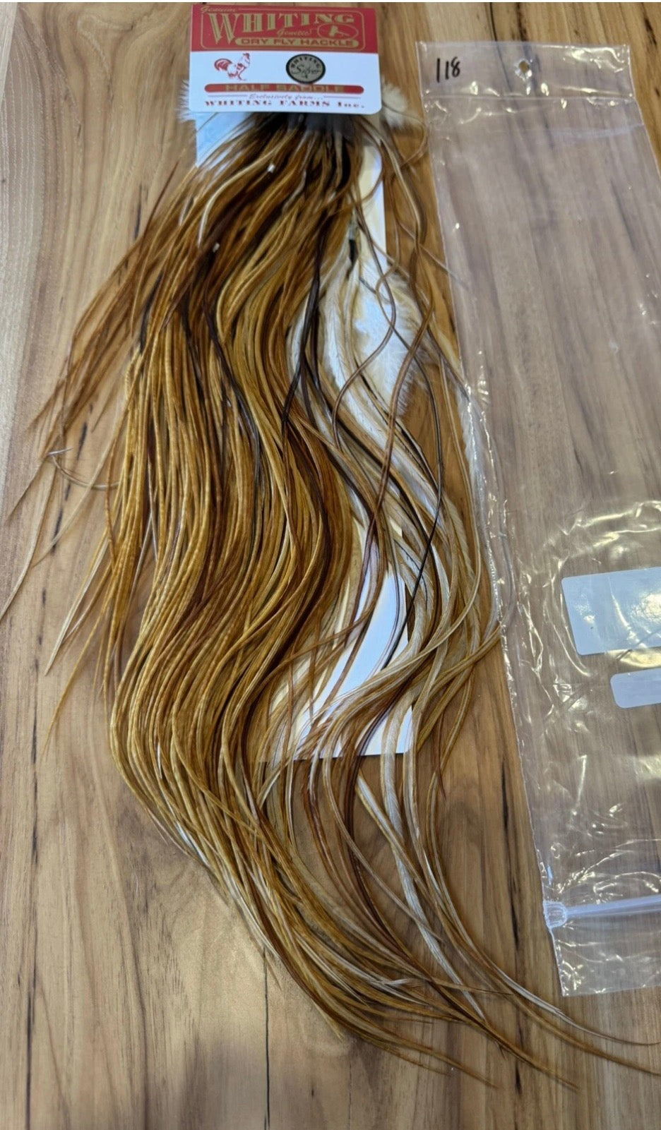 Whiting Farms Dry Fly Hackle SILVER Grade 1/2 Saddle  MEDIUM GINGER New 118