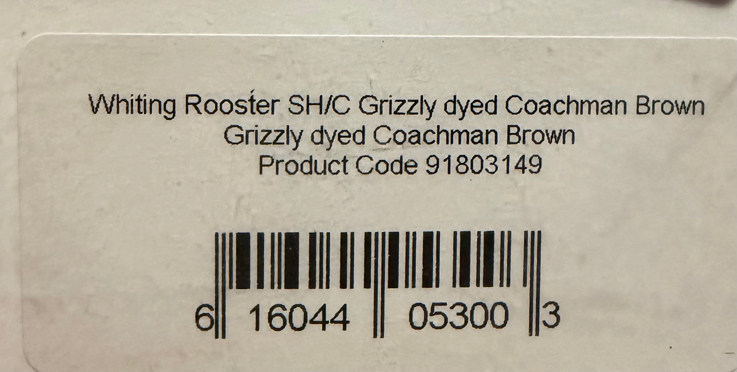 Whiting Farms Soft Hackle Brahma Hen Chickabou Pelt Grizzly dyed Coachman Brown 208-SH-E-L