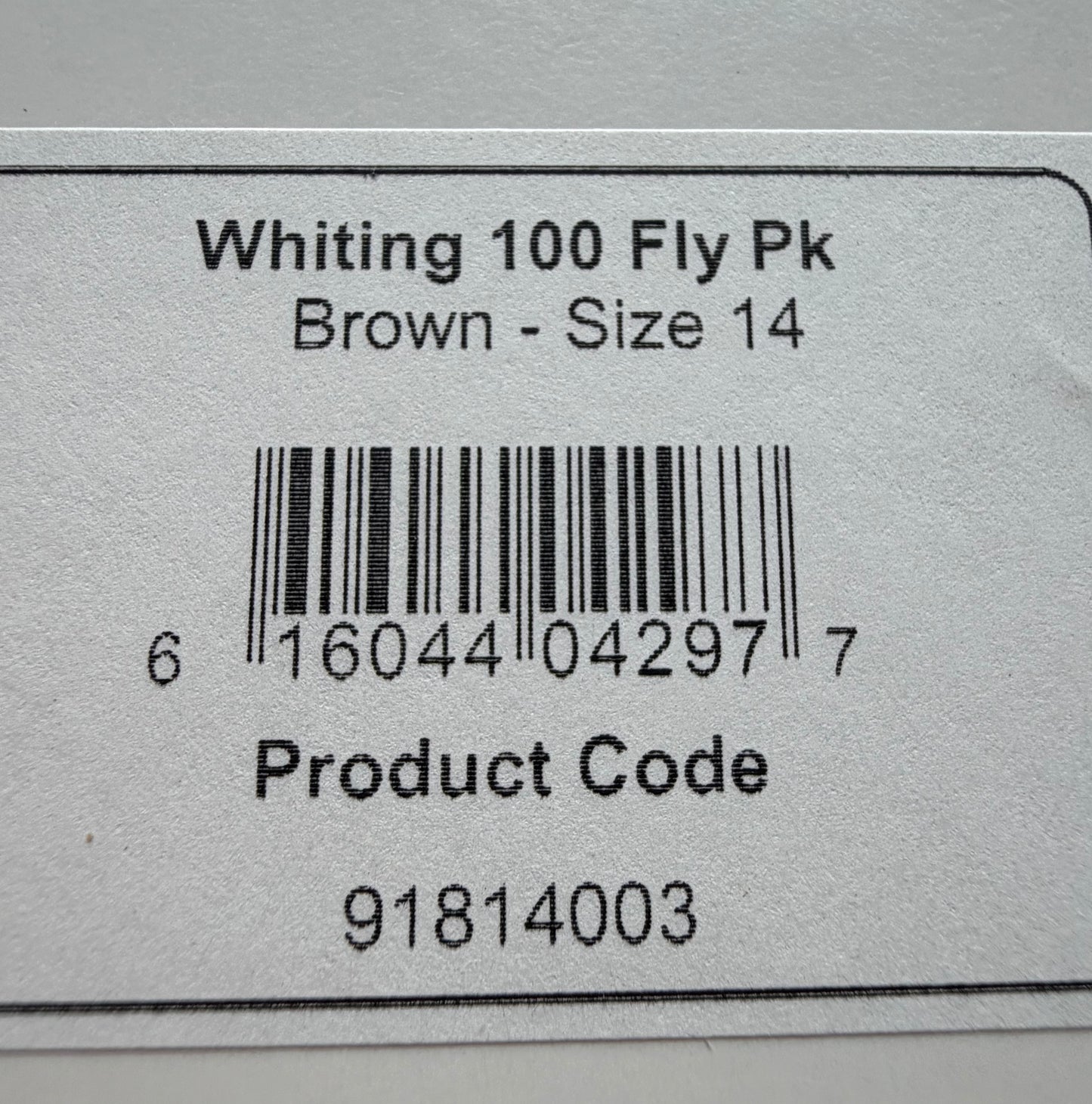 Whiting Dry Fly Hackle 100’s Size 14 Brown 494-SH-E-L