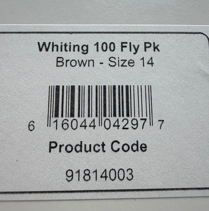 Whiting Dry Fly Hackle 100’s Size 14 Brown 494-SH-E-L