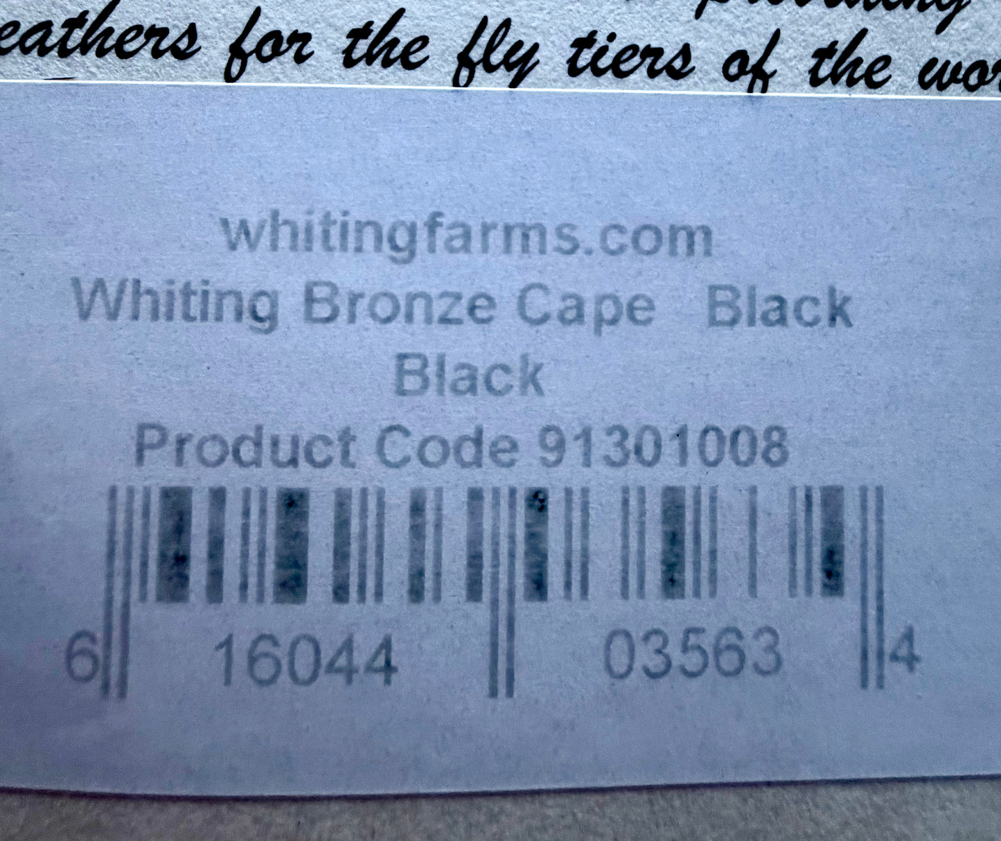 Whiting Farms Bronze Grade Cape Black 193-SH-E-L
