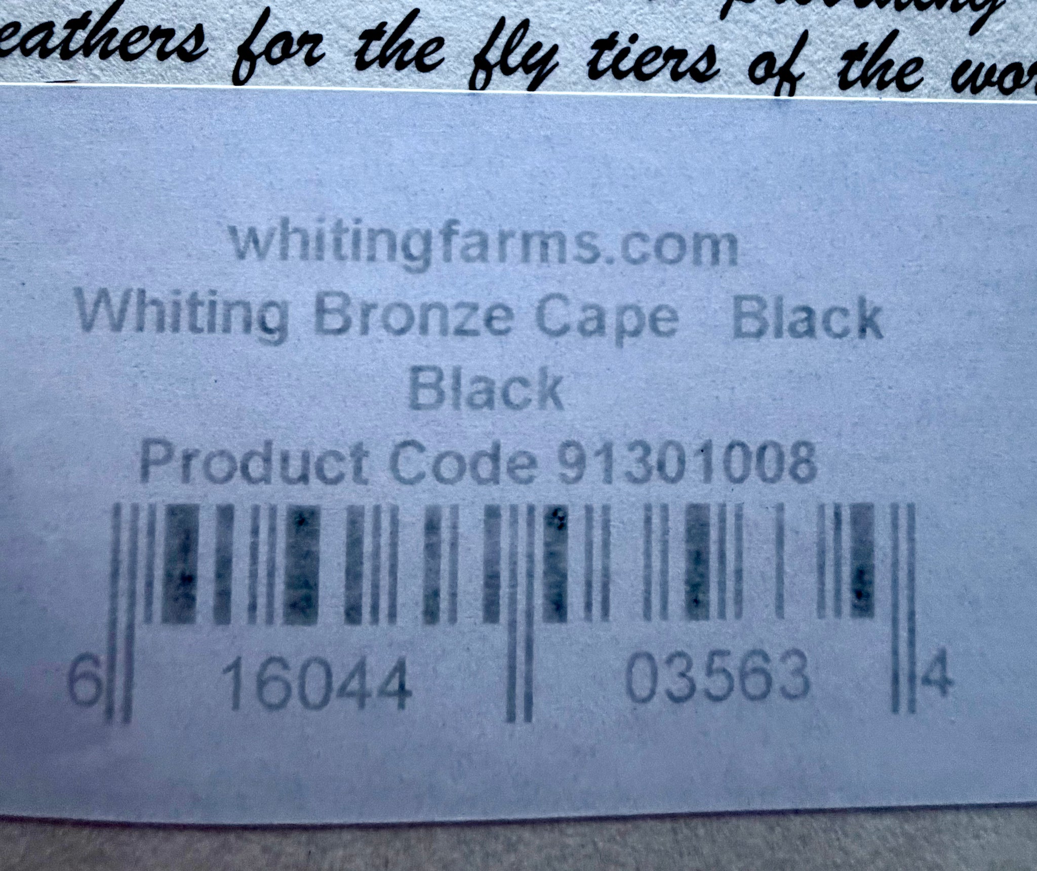 Whiting Farms Bronze Grade Cape Black 193-SH-E-L