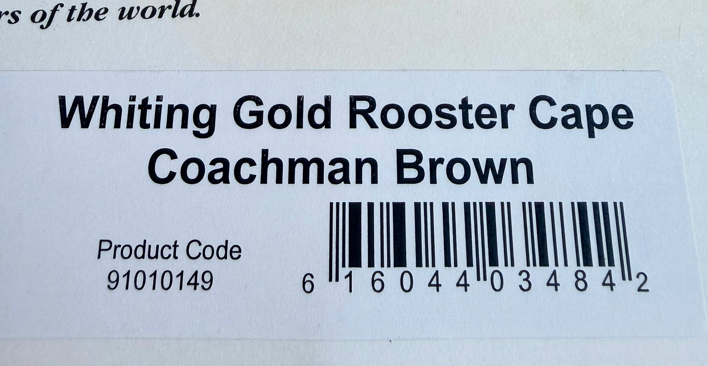 Whiting Gold Grade Rooster Cape Coachman Brown 633-SH-E-L