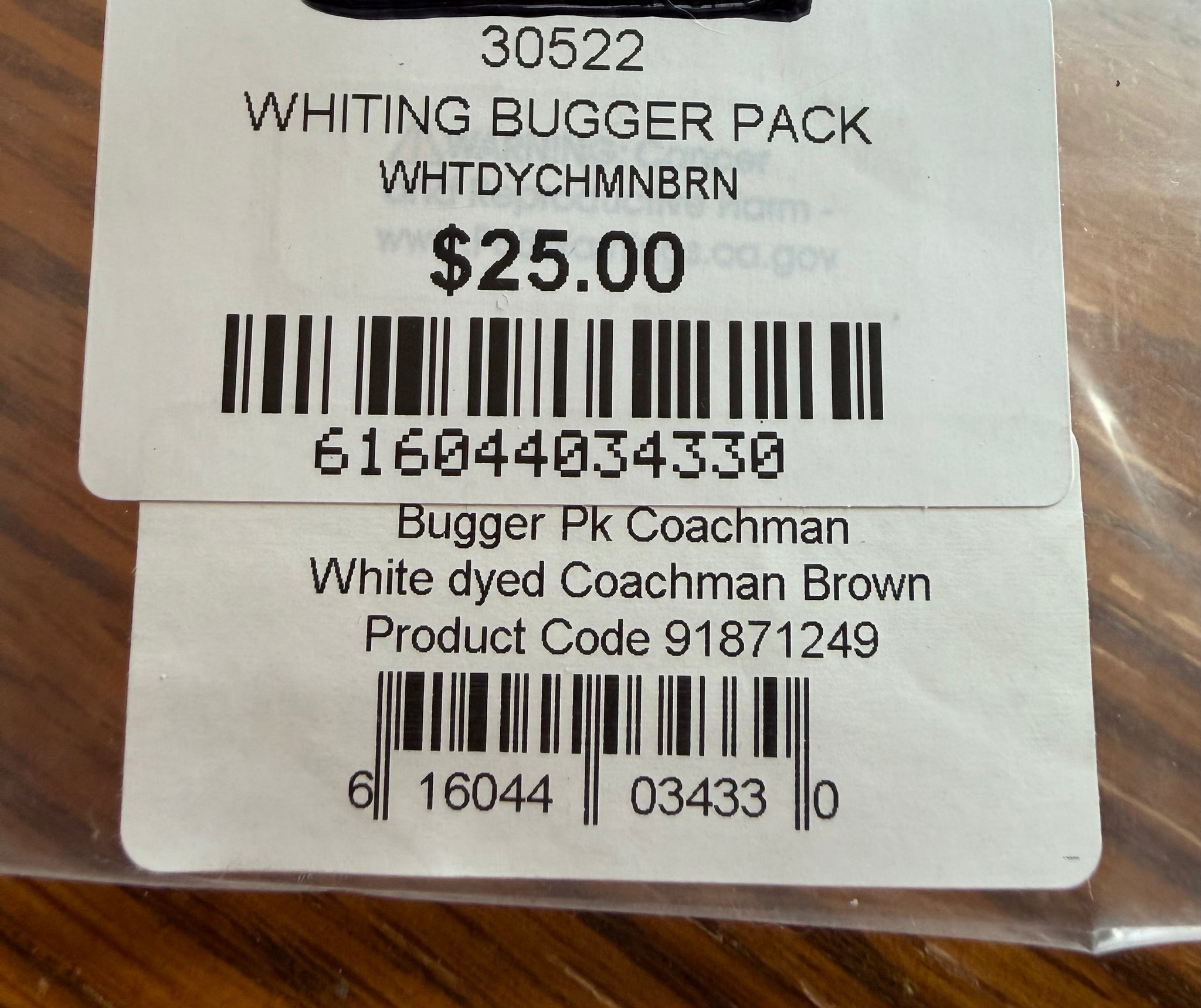 Whiting Farms Bugger Pack White Dyed Coachman Brown 318-SH-E-L
