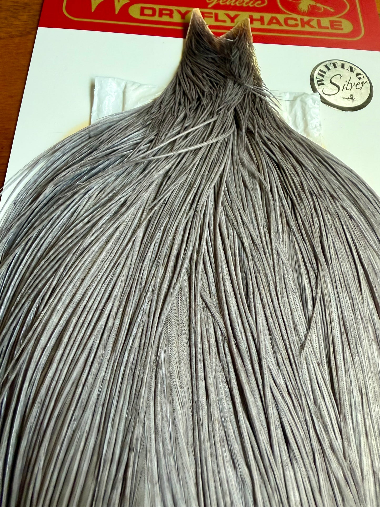 Whiting Farms Silver Grade Rooster Cape Medium Dyed Dun 770-SH-E-L