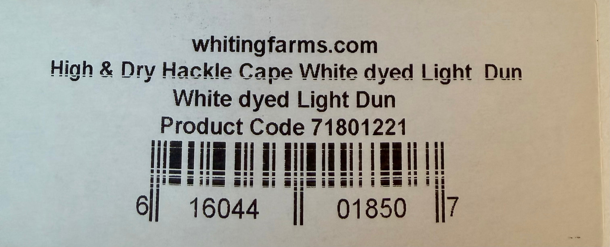 Whiting Farms High and Dry Hackle Cape White Dyed Light Dun 249-SH-E-L