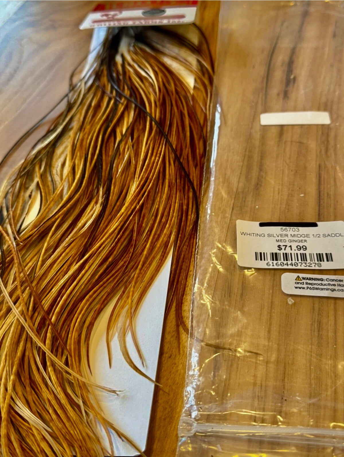 Whiting Farms Dry Fly Hackle SILVER Grade 1/2 Saddle MIDGE MEDIUM GINGER New 116