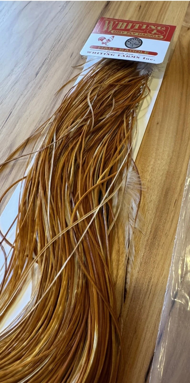 Whiting Farms Dry Fly Hackle SILVER Grade 1/2 Saddle MIDGE MEDIUM GINGER New 127
