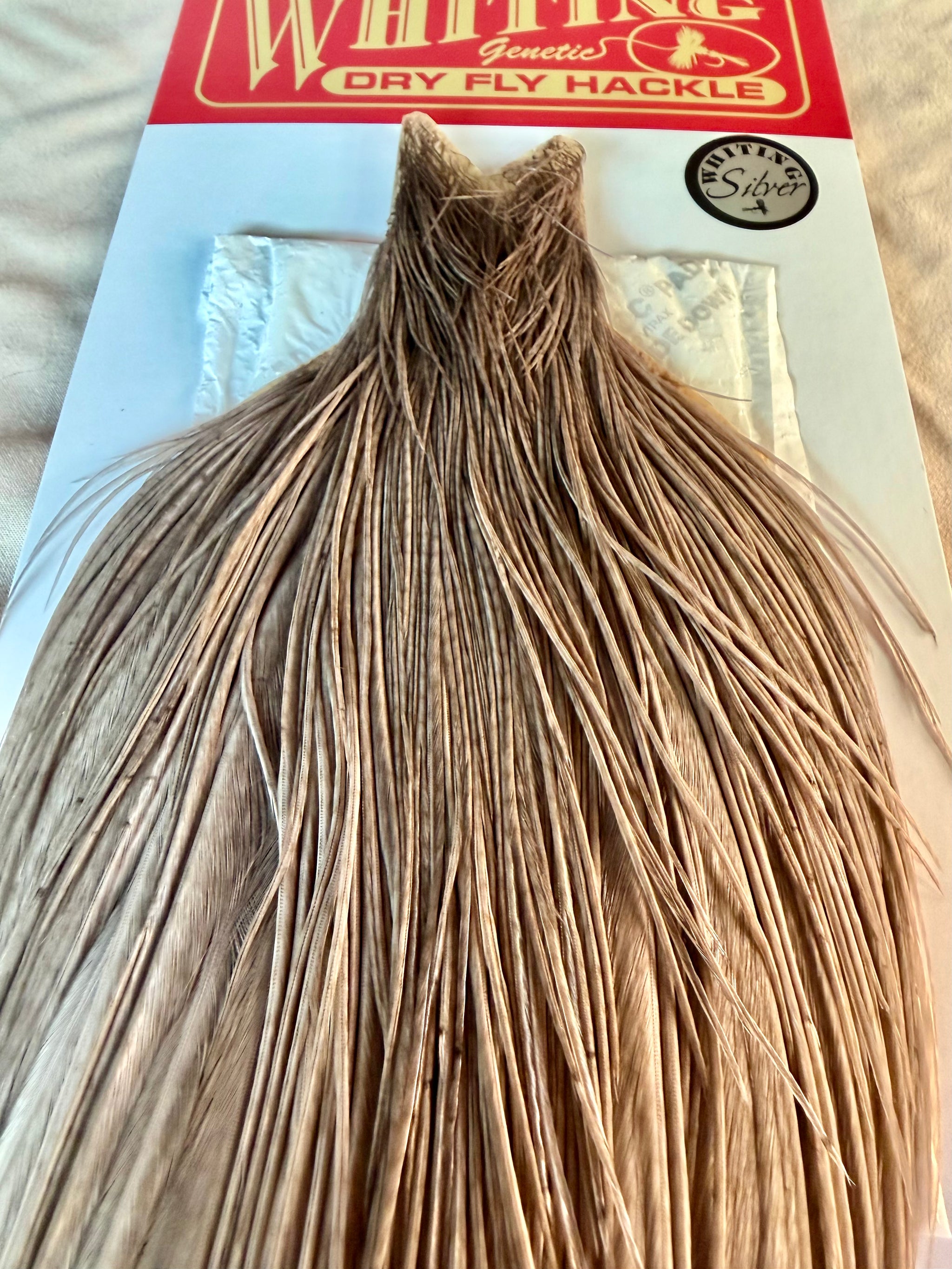 Whiting Farms Silver Rooster Cape White Dyed Medium Dun 248-SH-E-L