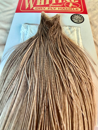 Whiting Farms Silver Rooster Cape White Dyed Medium Dun 248-SH-E-L