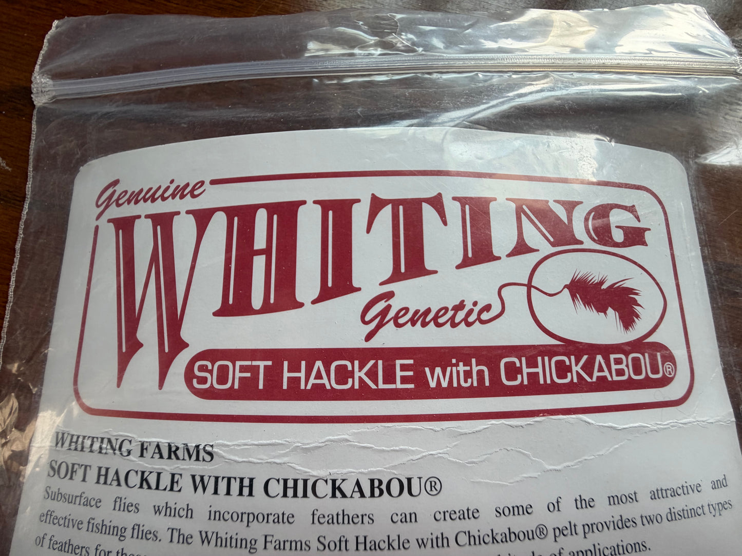 Whiting Brahma Hen Soft Hackle/Chickabou: Mottled Grey dyed Golden Brown 374-SH-E-L