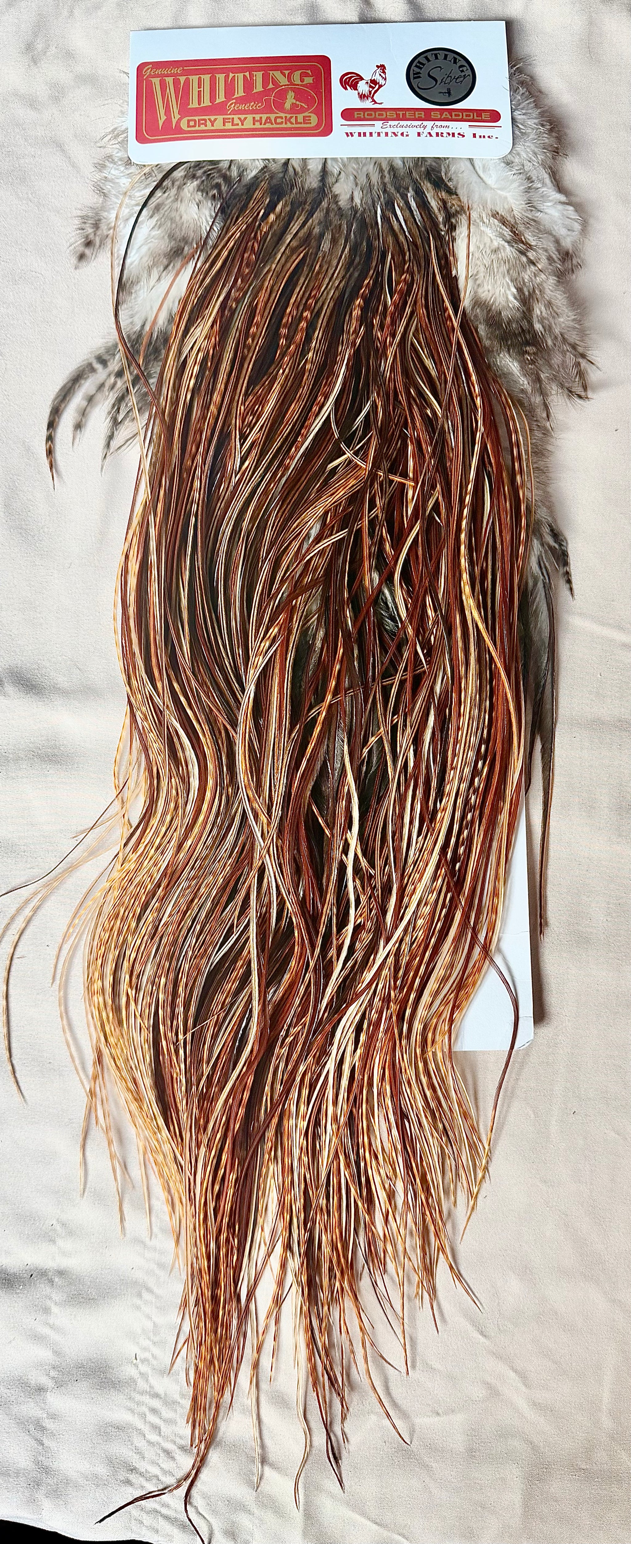 Whiting Silver-Grade Midge Rooster Saddle Barred Dark Ginger 198-SH-E-L